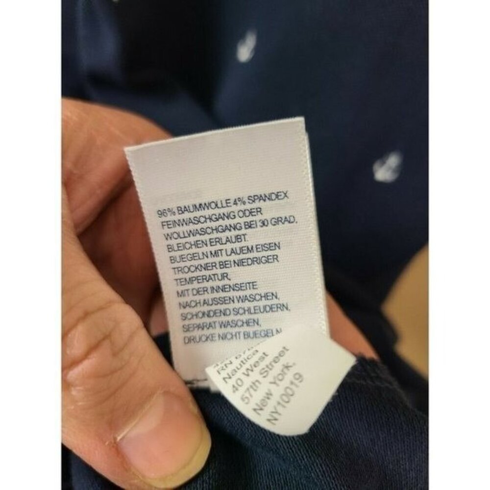 Nautica Womens Polo Shirt Medium Navy White Embroidered Anchors Preppy Nautical - Picture 6 of 6